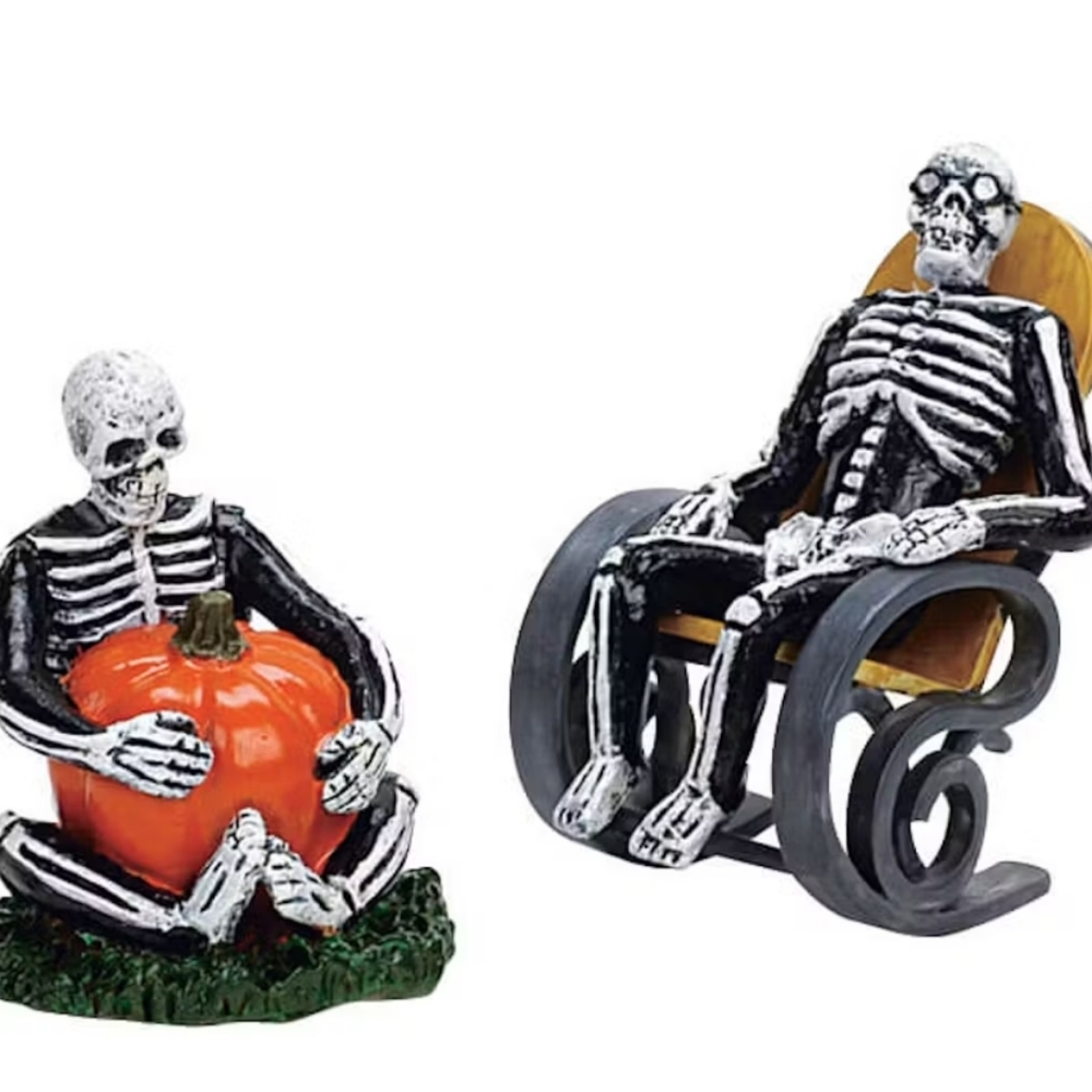 New Retired 2007 LEMAX Halloween Spooky Town "Pair of Skeletons"